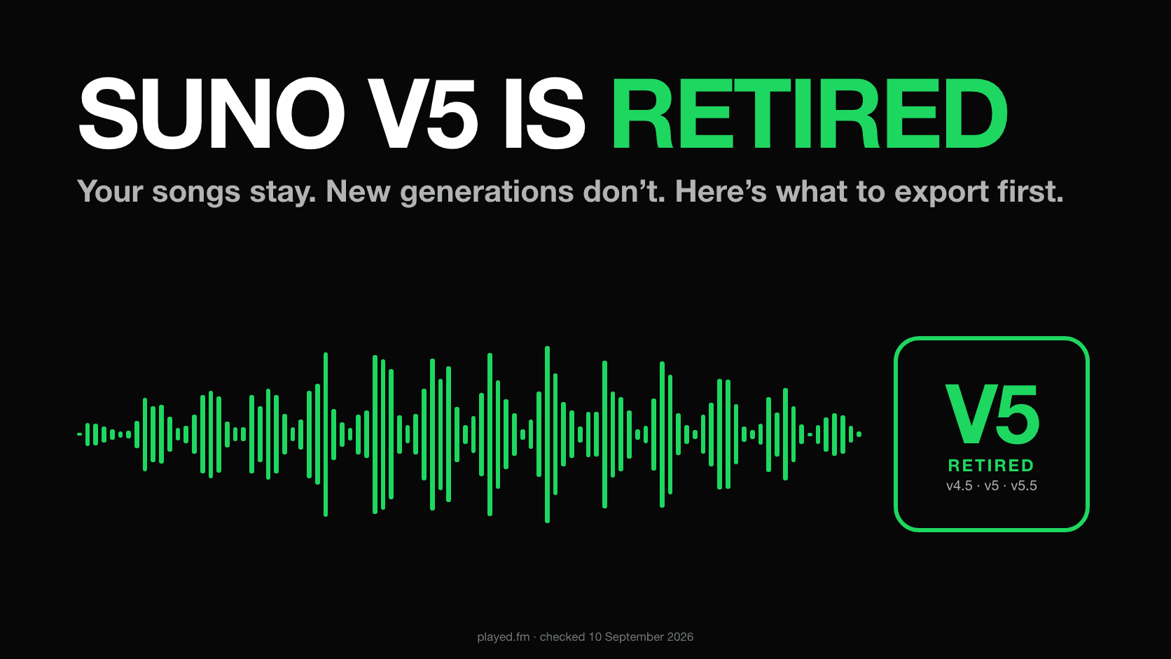 Suno V5, V5.5 and V4.5 are being retired — what happens to your songs