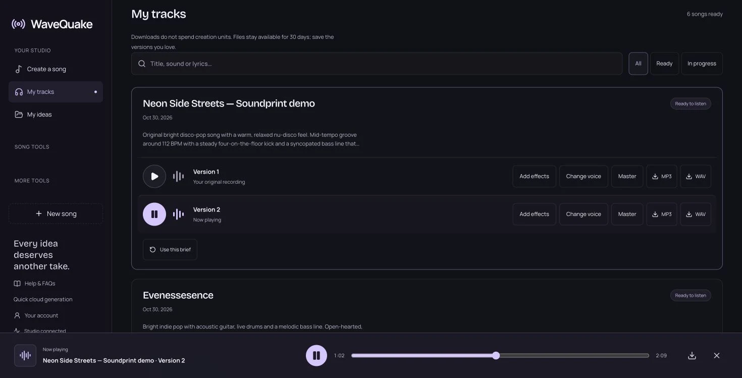 Version two playing in the browser. The player showed a total duration of 2:09.